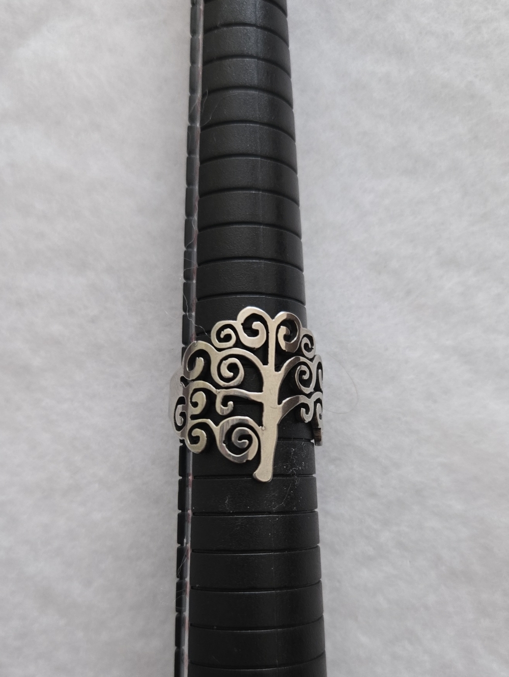 Silver Tree of Life Adjustable Ring,Size 8.5